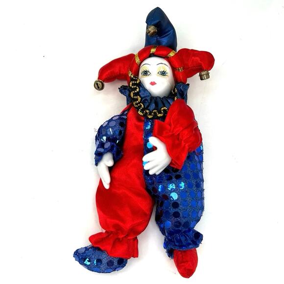 Vintage hand and face porcelain jester or harlequin doll. - Picture 2 of 3